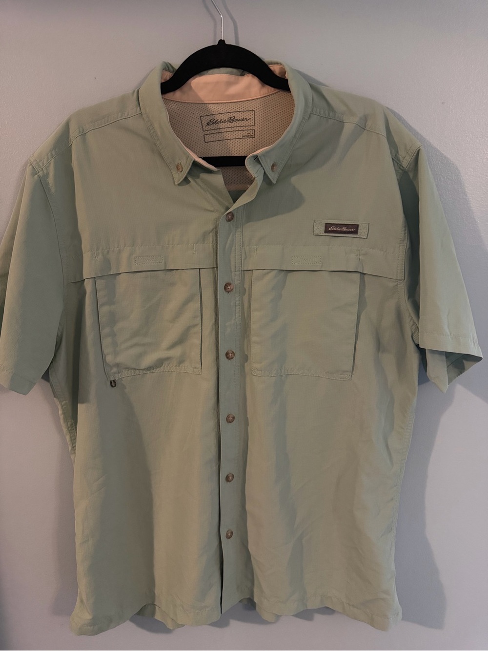 Eddie Bauer Men’s Short-Sleeve Button-Down Shirt in Light Sage